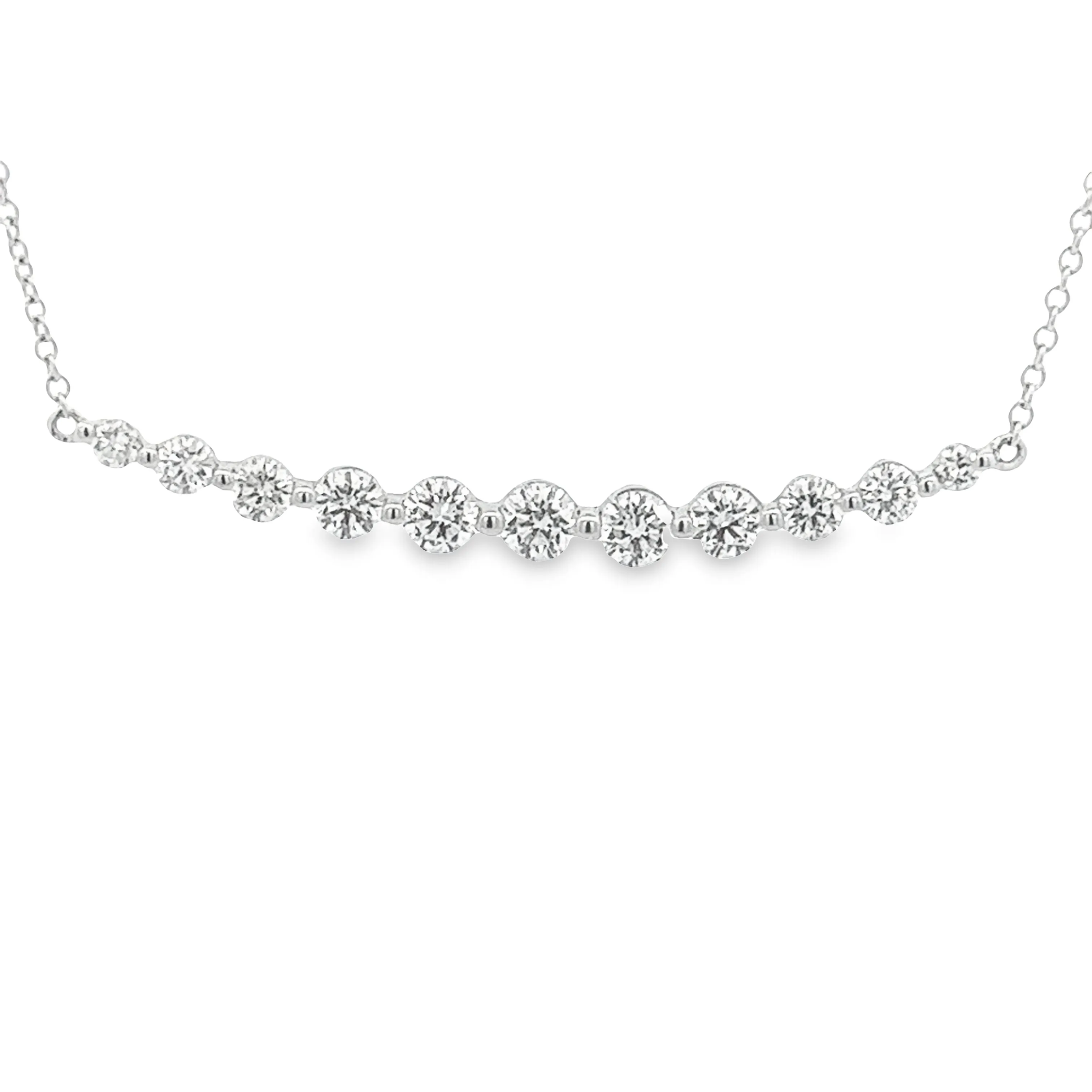 .98ct 14k White Gold Diamond Bar Necklace