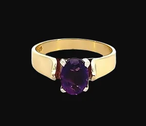 9ct Yellow and White Gold Amethyst Ring