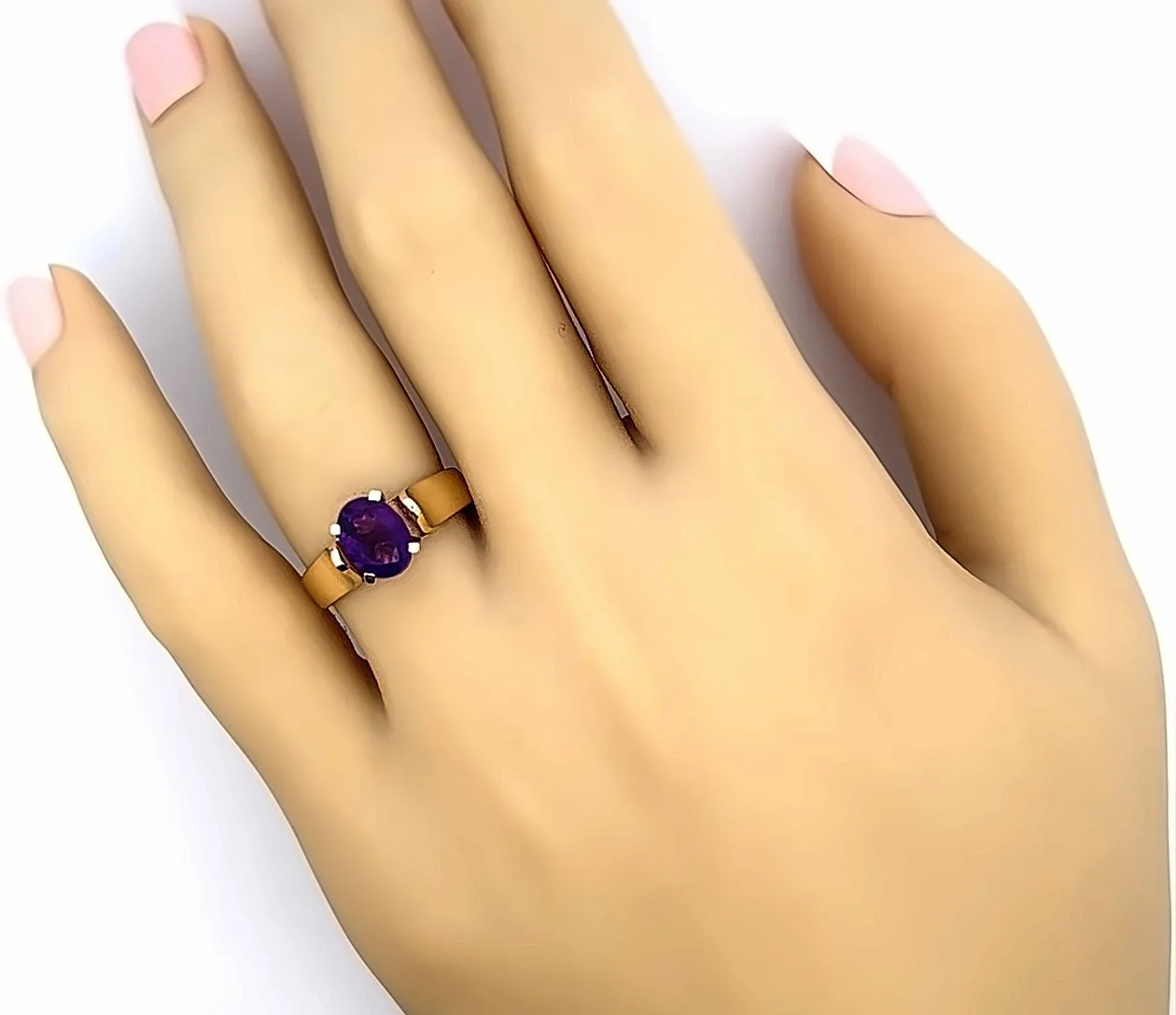 9ct Yellow and White Gold Amethyst Ring