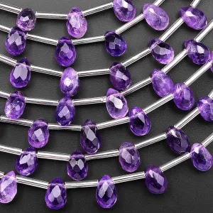 AAA Faceted Natural Purple Amethyst Teardrop Briolette Beads Good for Earrings 7x5mm 9x6mm 15.5" Strand