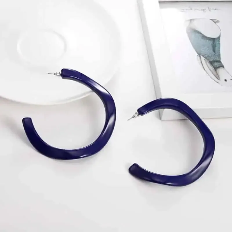 Acrylic C Hoop Irregular Shape Earrings