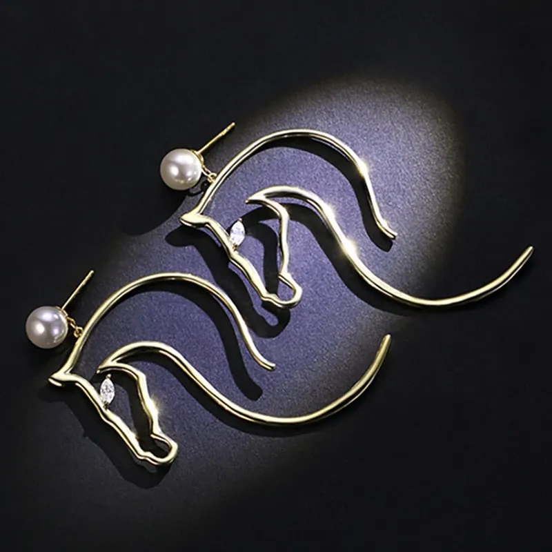 Adorable Horse Pearl Earrings