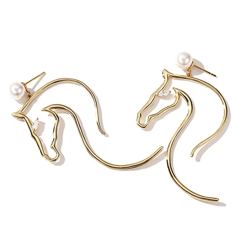 Adorable Horse Pearl Earrings