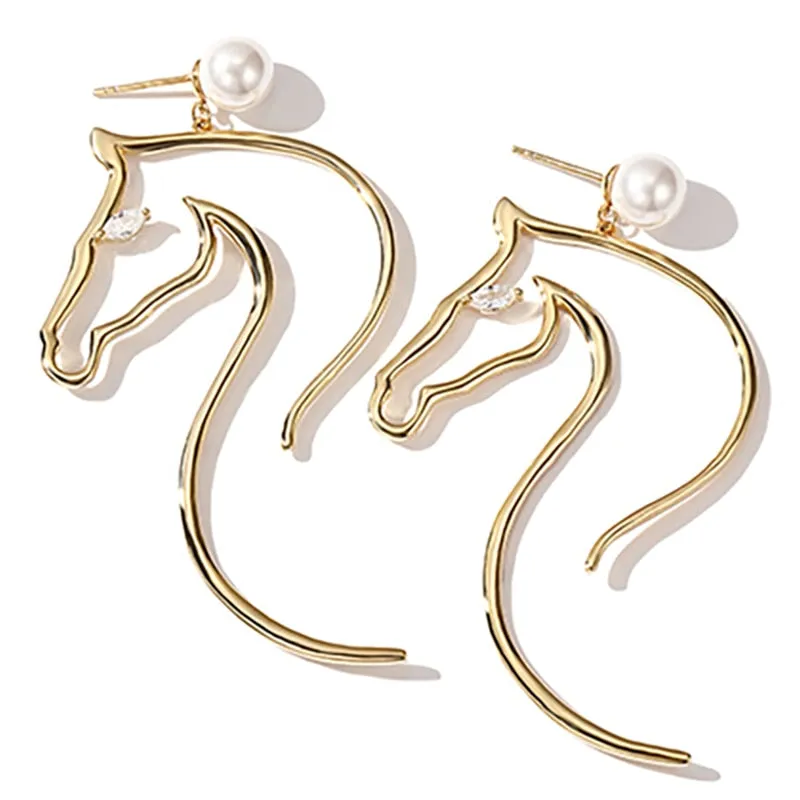 Adorable Horse Pearl Earrings