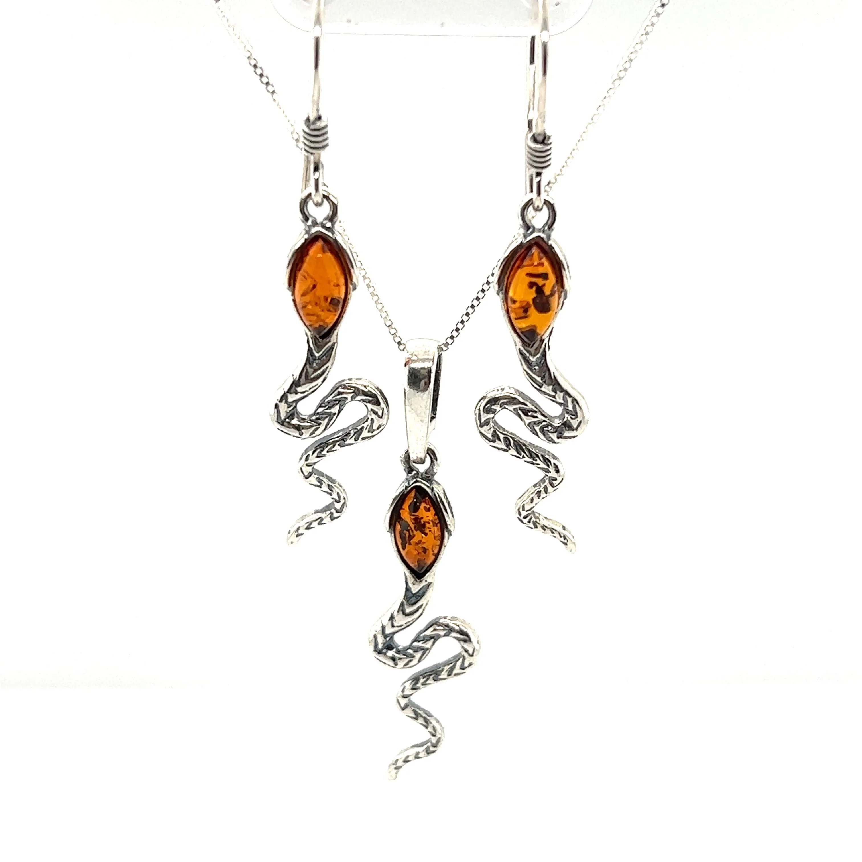 Alluring Amber Snake Earrings