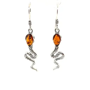 Alluring Amber Snake Earrings