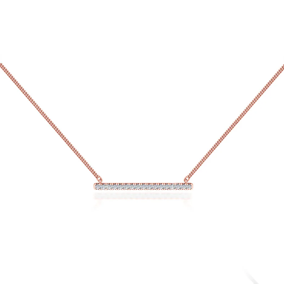 AMAL - Lab Diamond Bar Necklace 18k Rose Gold