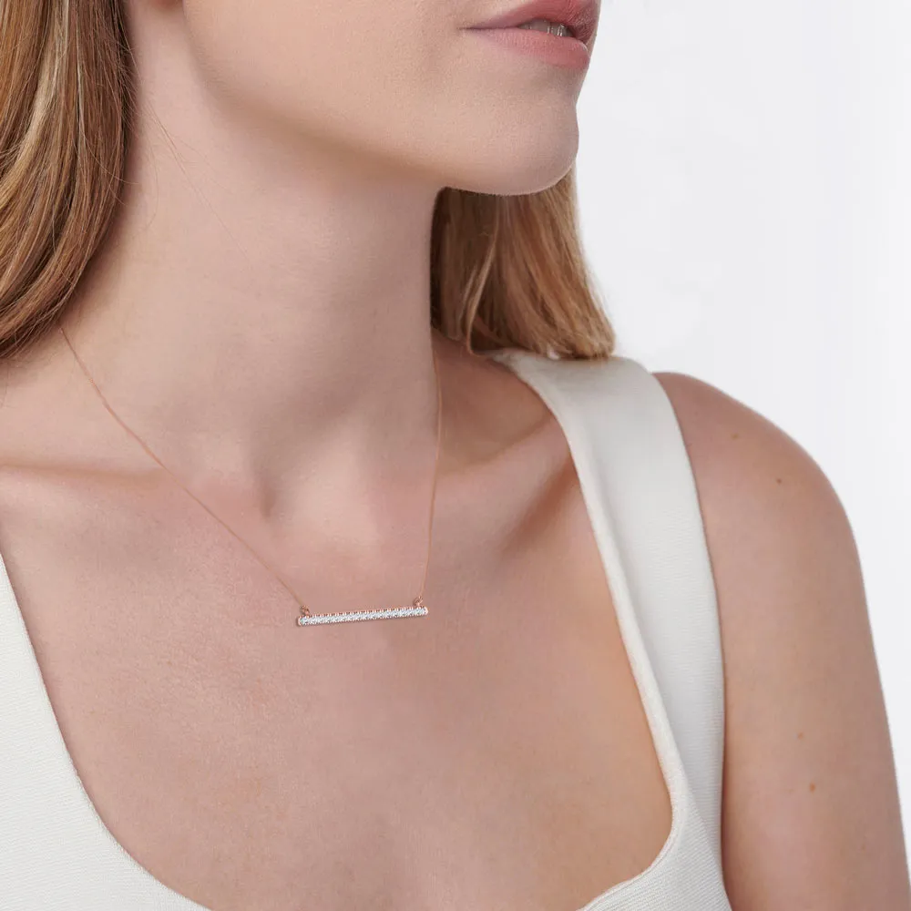 AMAL - Lab Diamond Bar Necklace 18k Rose Gold