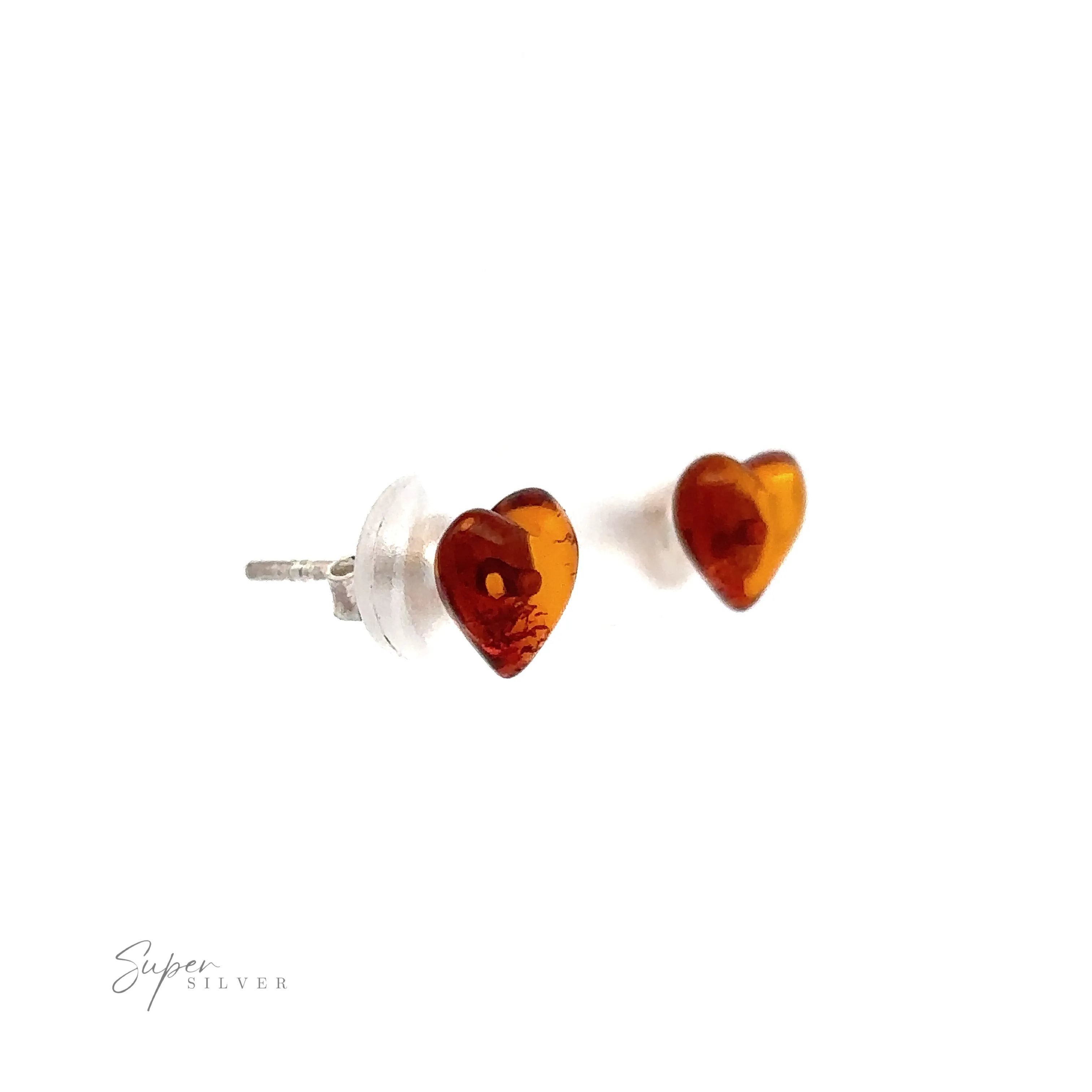 Amber Heart Studs