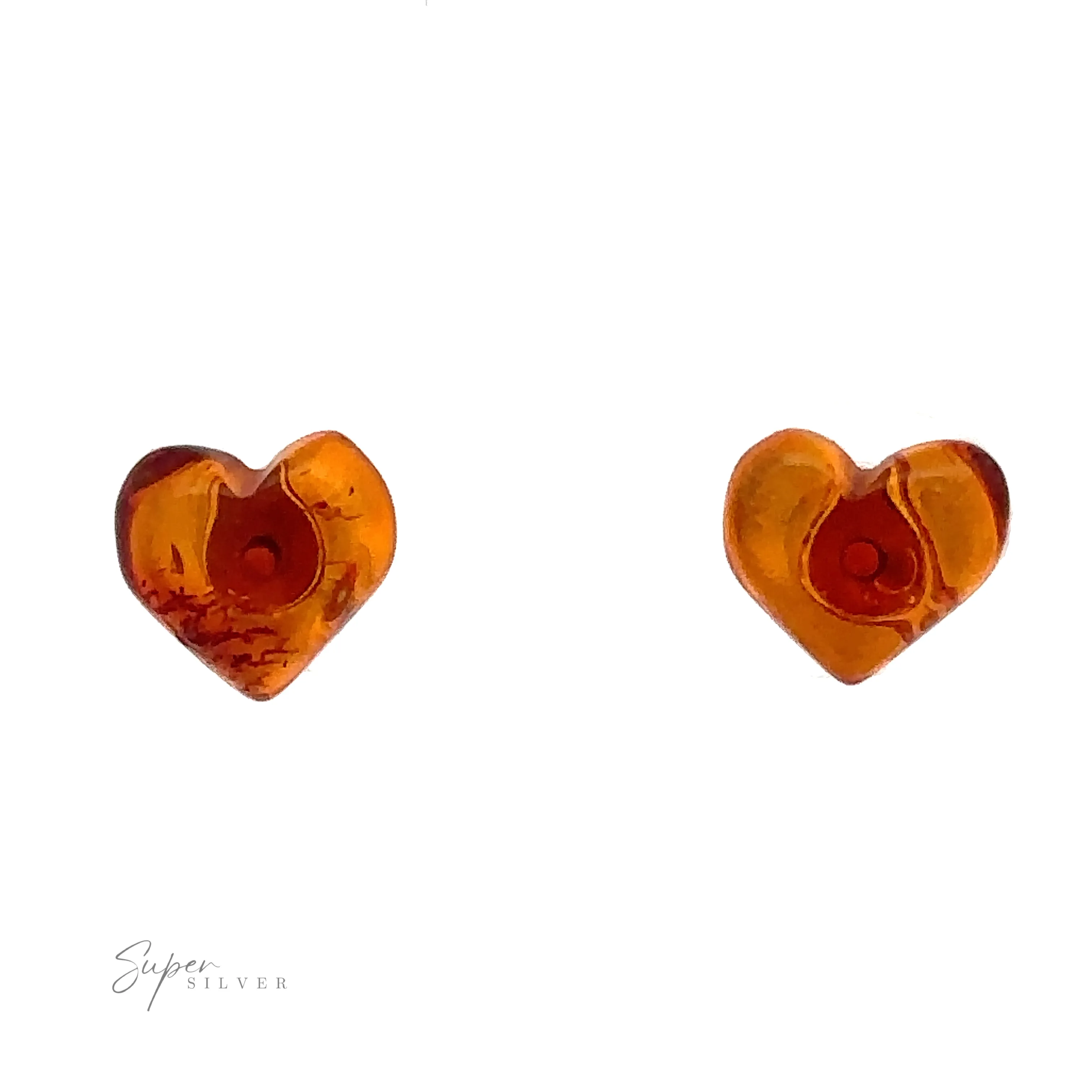 Amber Heart Studs