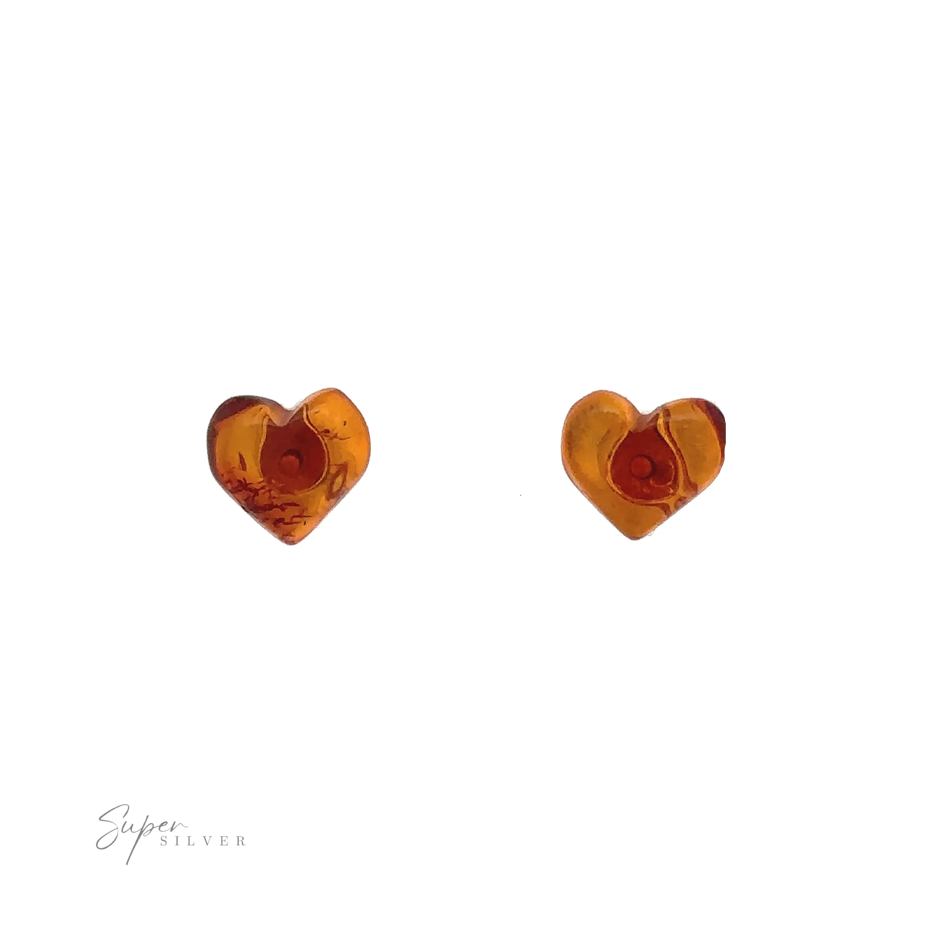 Amber Heart Studs