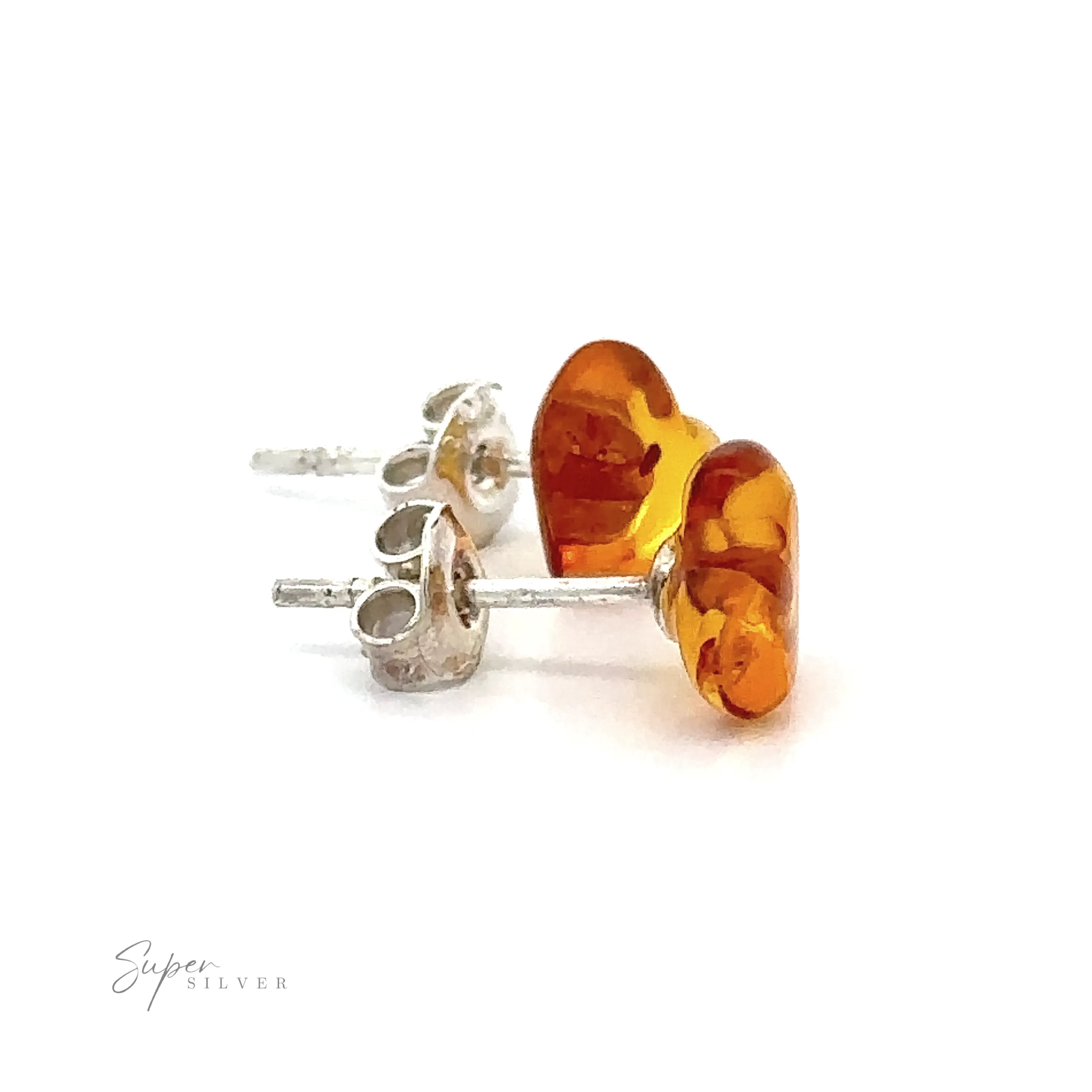 Amber Heart Studs