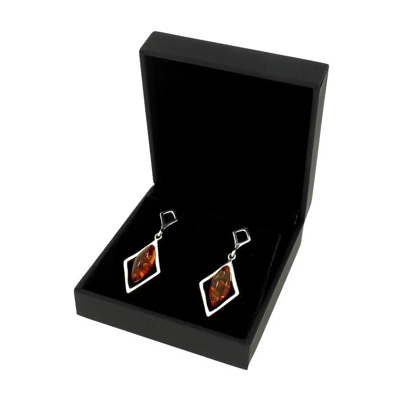 Amber Sterling Silver Drop Earrings