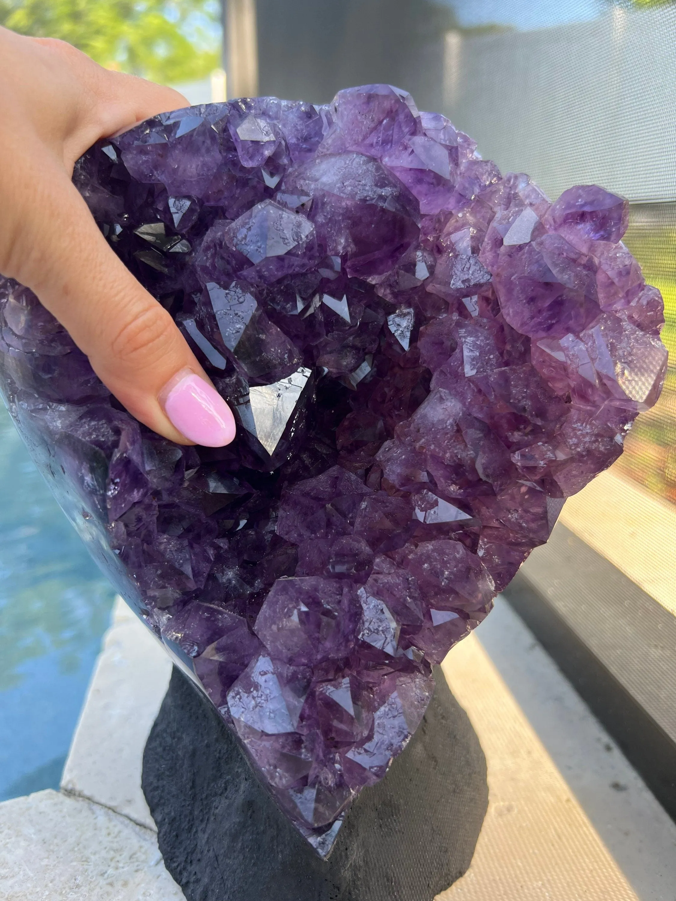 Amethyst 10pounds 11oz with Polished Sides from Brazil Extra A  Dark Color, Open faced.