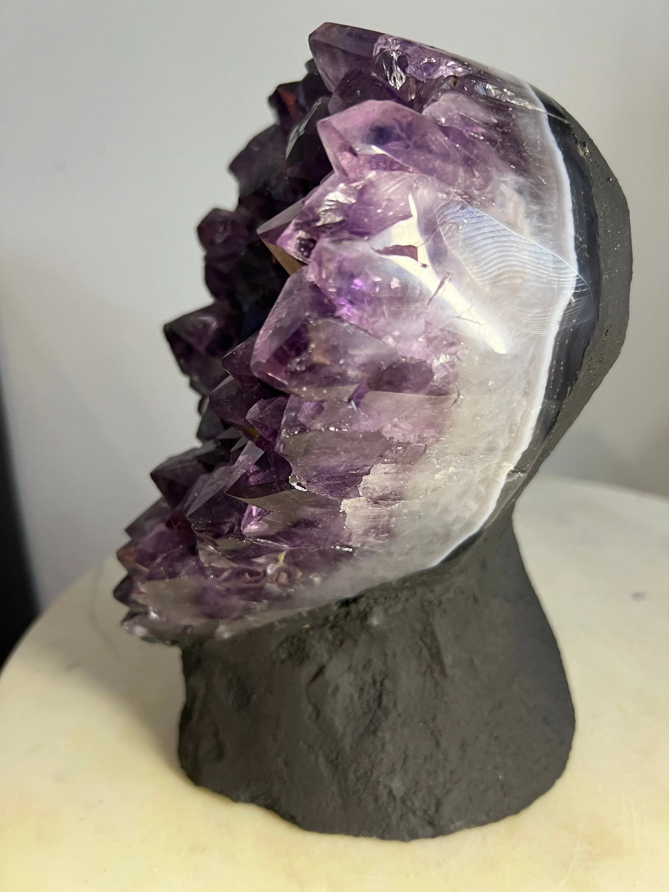 Amethyst 10pounds 11oz with Polished Sides from Brazil Extra A  Dark Color, Open faced.