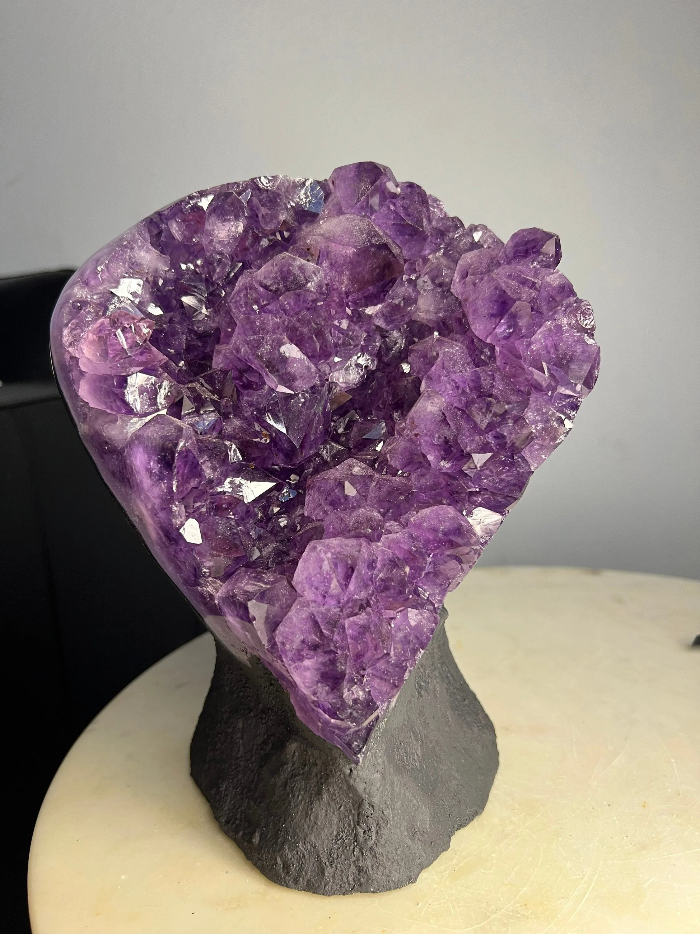 Amethyst 10pounds 11oz with Polished Sides from Brazil Extra A  Dark Color, Open faced.