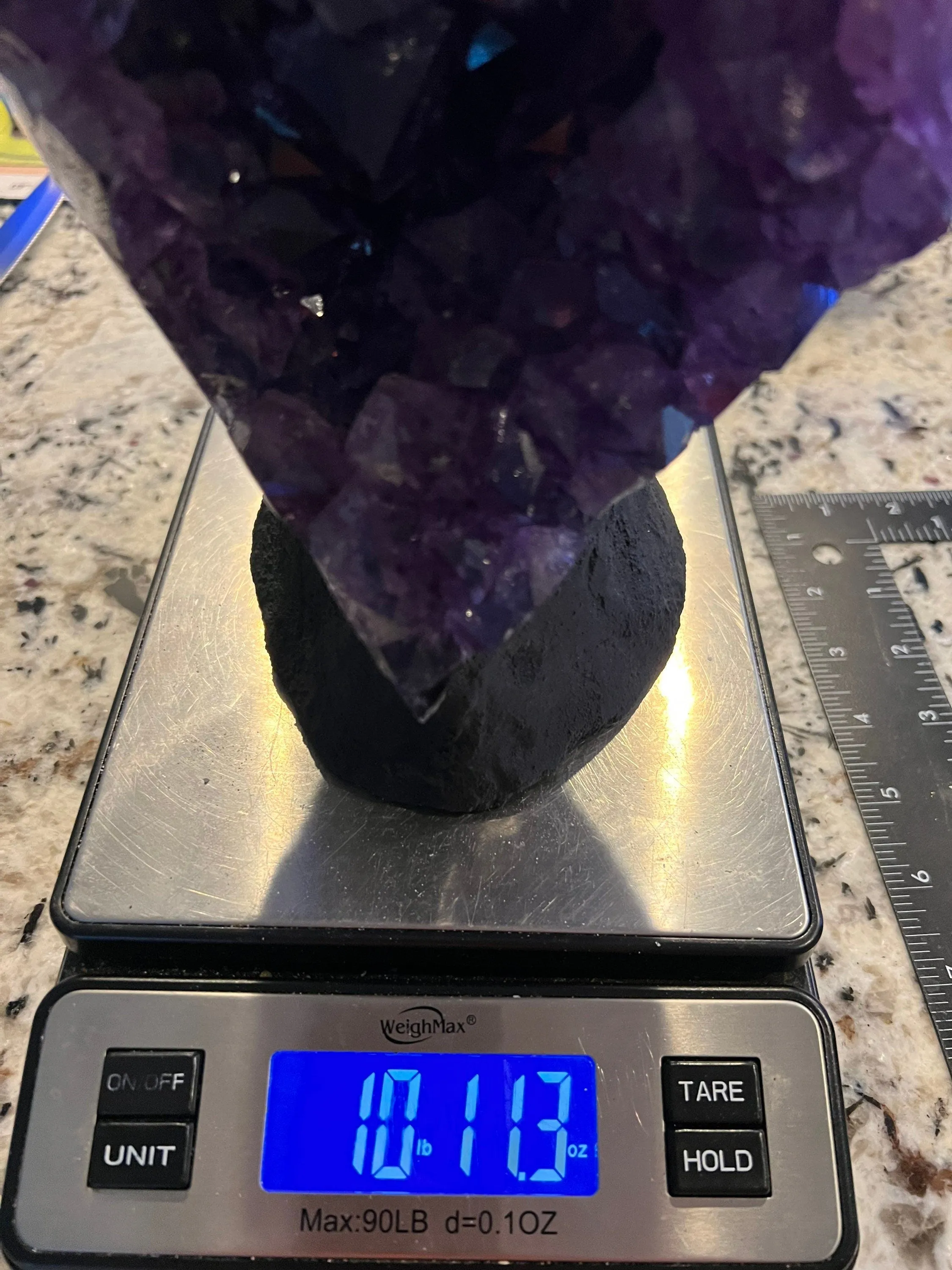 Amethyst 10pounds 11oz with Polished Sides from Brazil Extra A  Dark Color, Open faced.