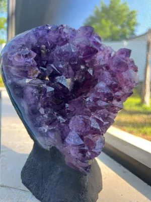 Amethyst 10pounds 11oz with Polished Sides from Brazil Extra A  Dark Color, Open faced.