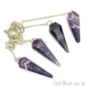 Amethyst Crystal Dowsing Pendulum - Natural Gemstone Pendant with Silver Chain