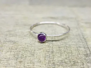 Amethyst Ring Sterling Silver Stacking Ring