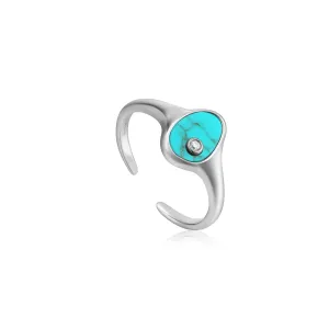 Ania Haie Silver Tidal Turquoise Adjustable Signet Ring