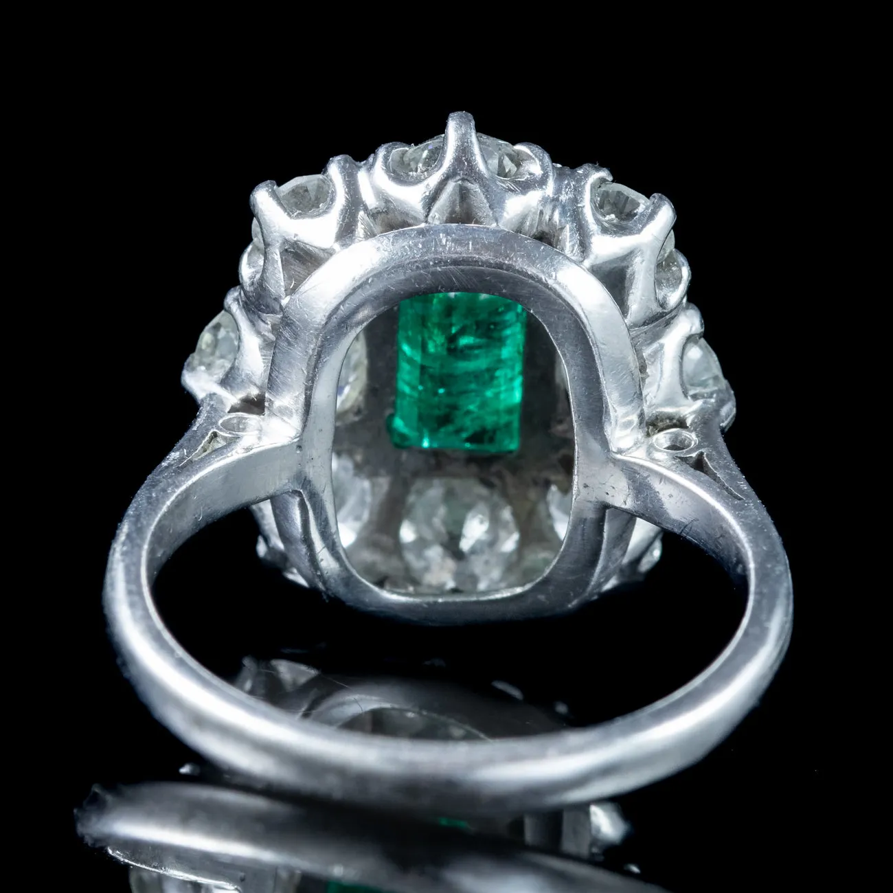 Antique Edwardian Emerald Diamond Cluster Ring 0.60ct Emerald