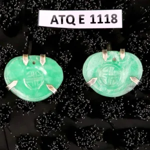 Antique Qing Dynasty Jade Long-Life Earrings