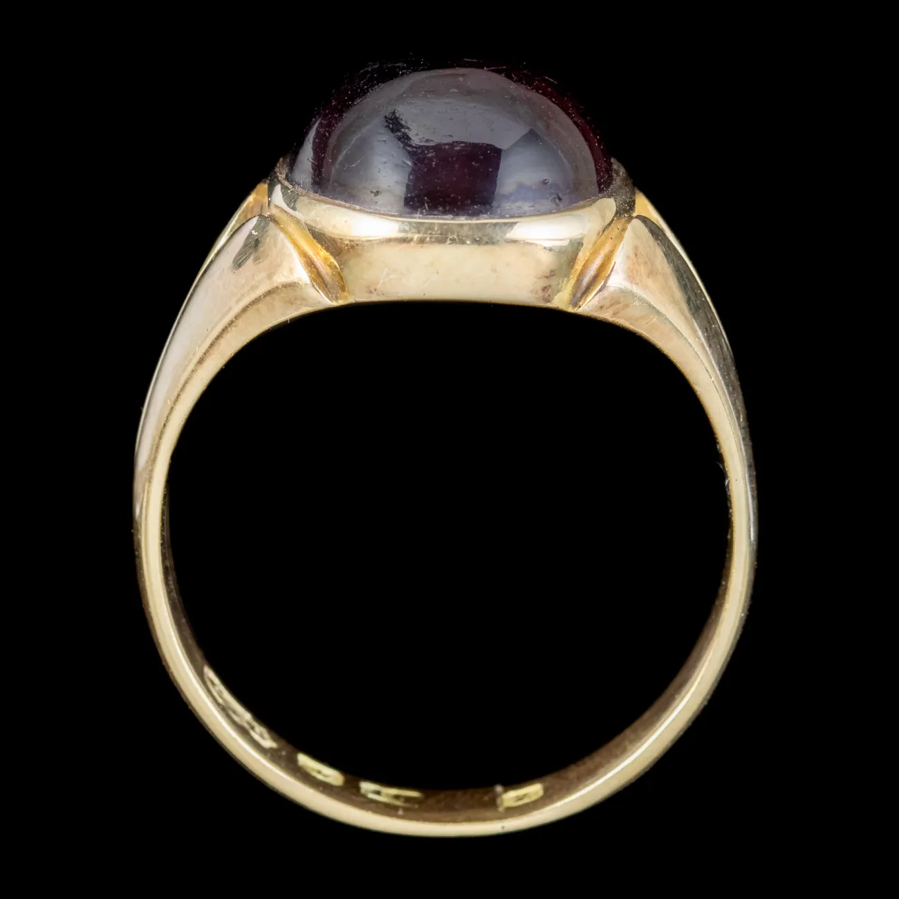 Antique Victorian Garnet Signet Ring 6ct Cabochon Dated 1874