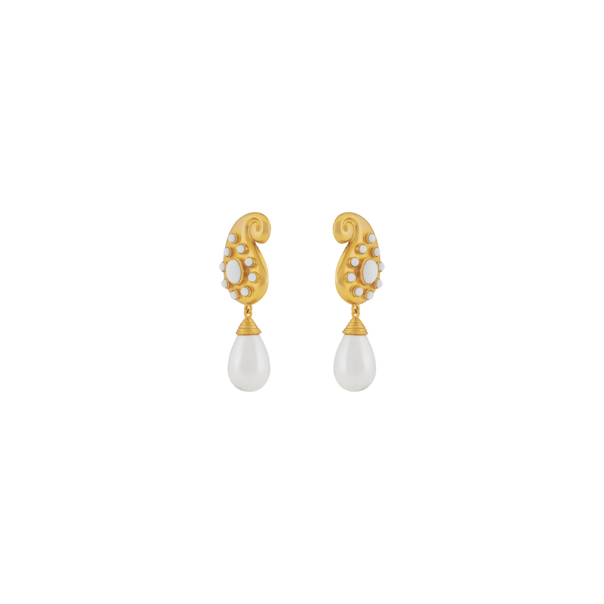 Anya Earrings White Stone & Pearl