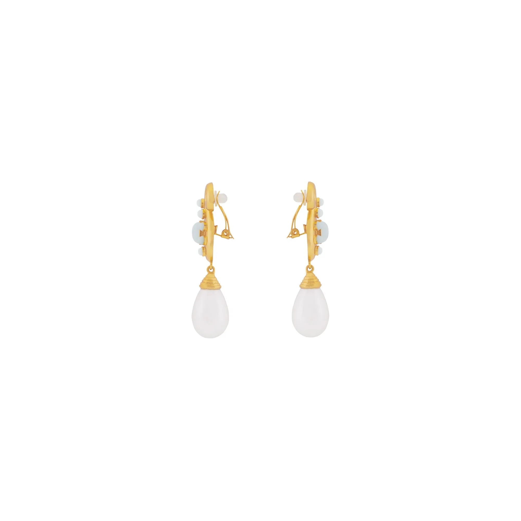 Anya Earrings White Stone & Pearl