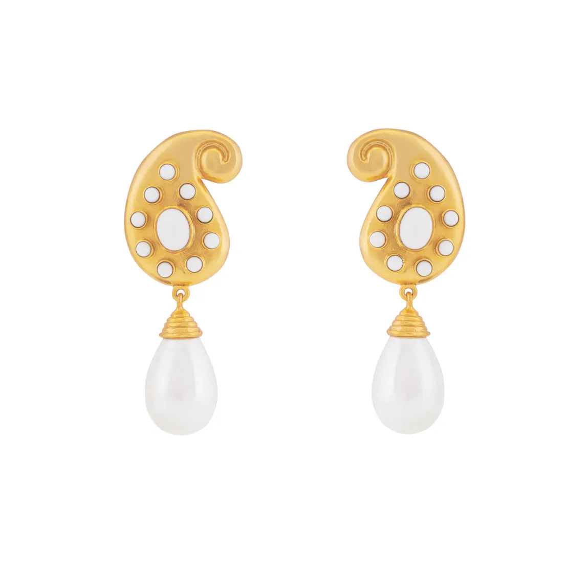 Anya Earrings White Stone & Pearl