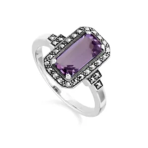 Art Deco Inspirierte Octagon Cut Amethyst & Markasit Ring