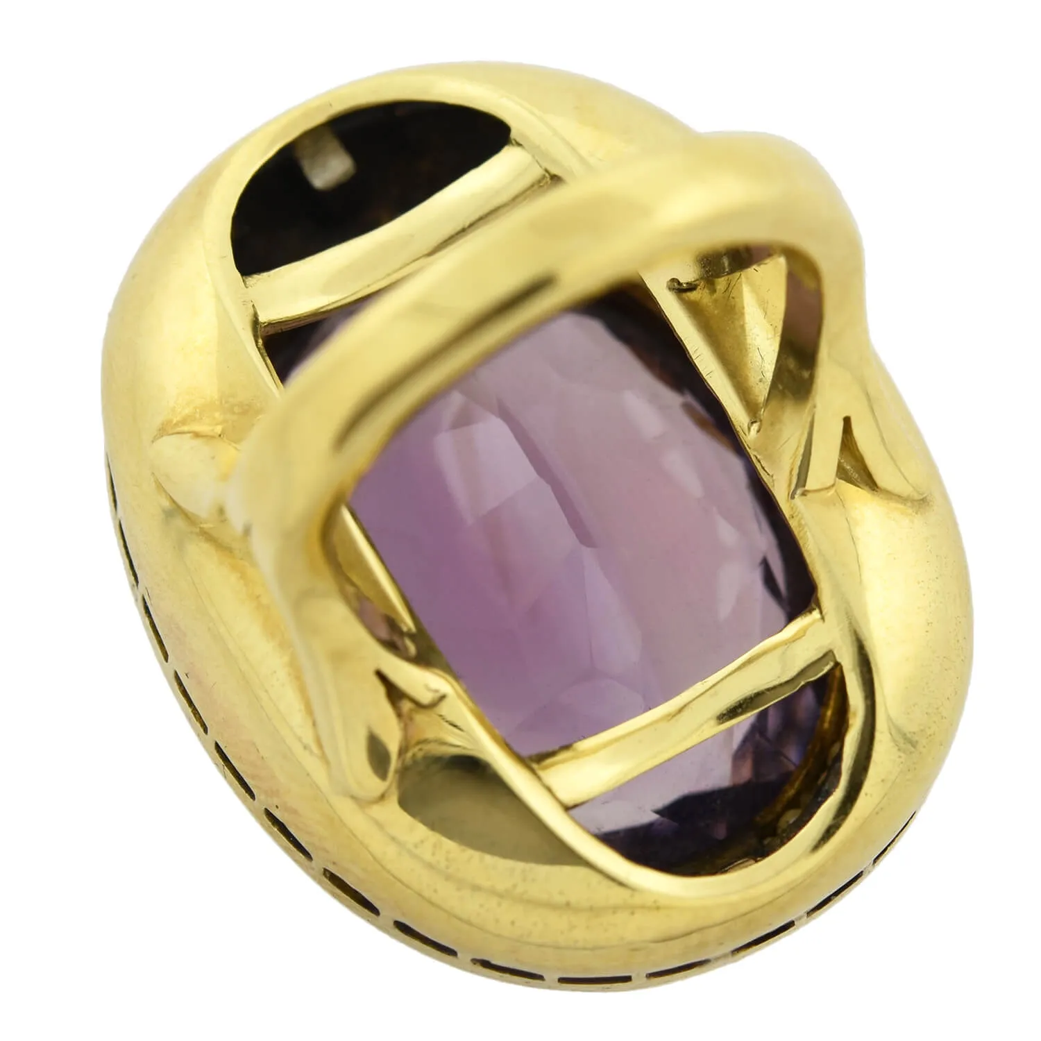 Art Deco Large 14kt Enameled Amethyst   Seed Pearl Ring