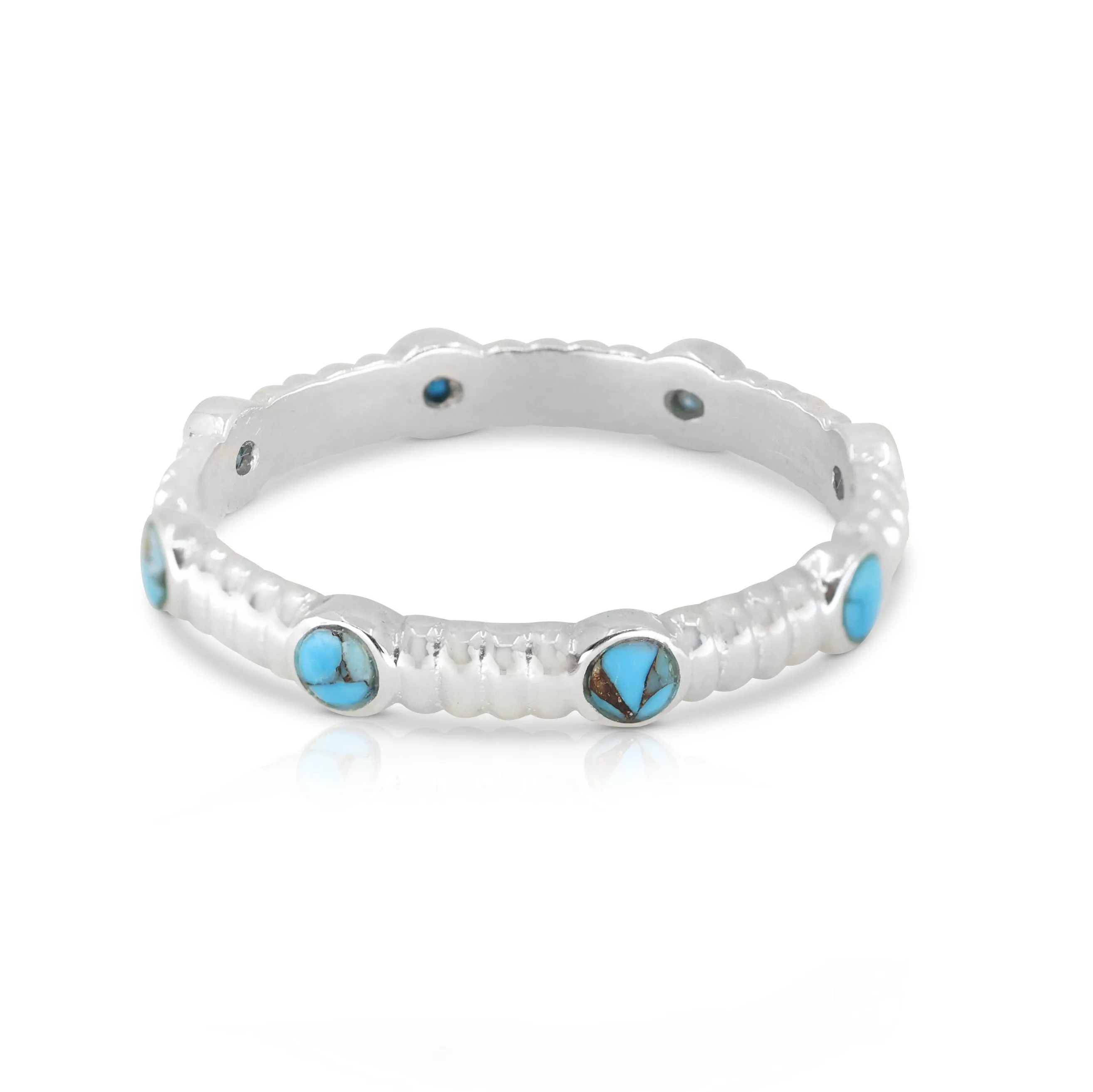 Asymmetric Turquoise Silver Stacker