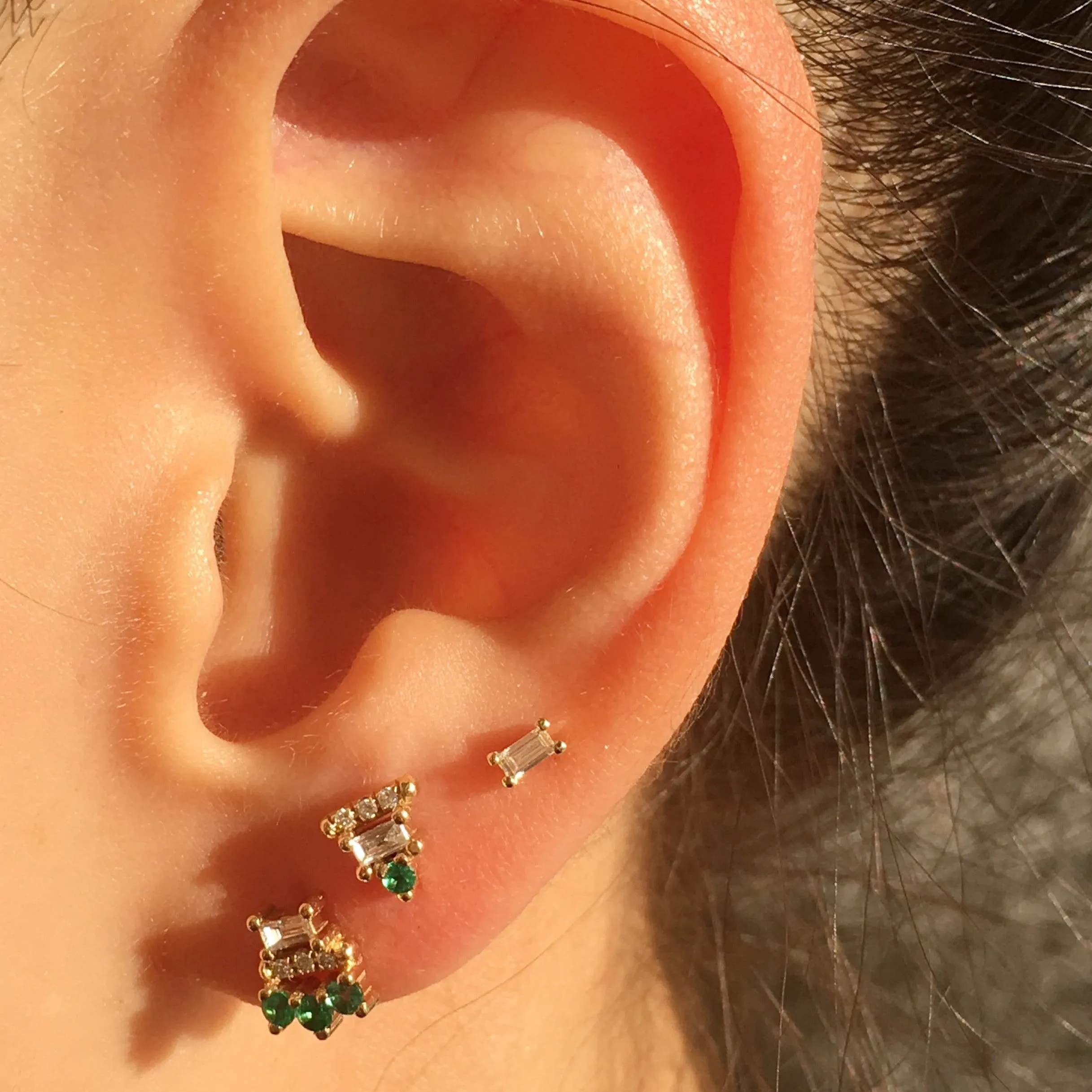 Baguette Emerald Lace Stud (Single)