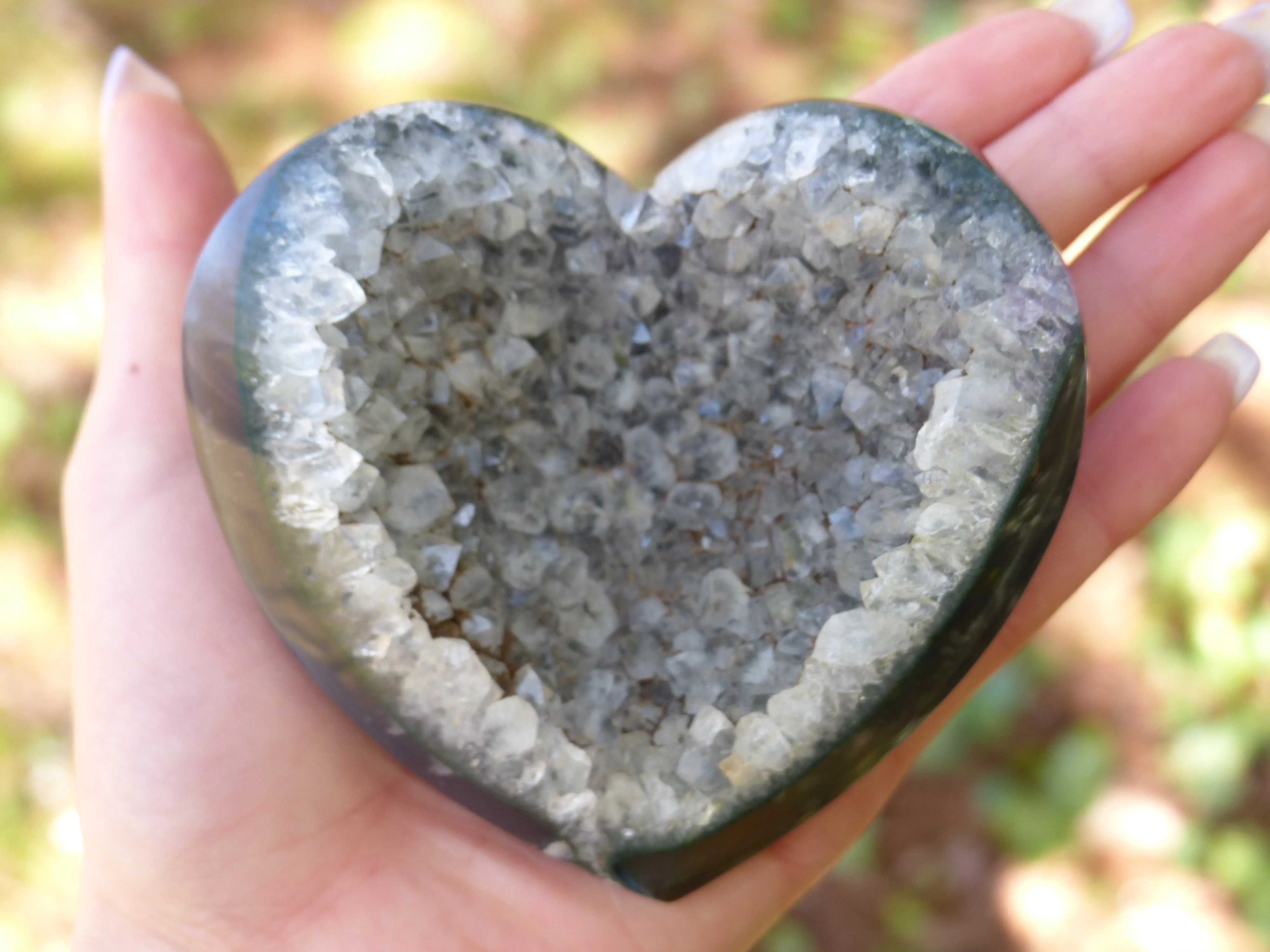 Black Amethyst Geode & Agate Heart (#9)