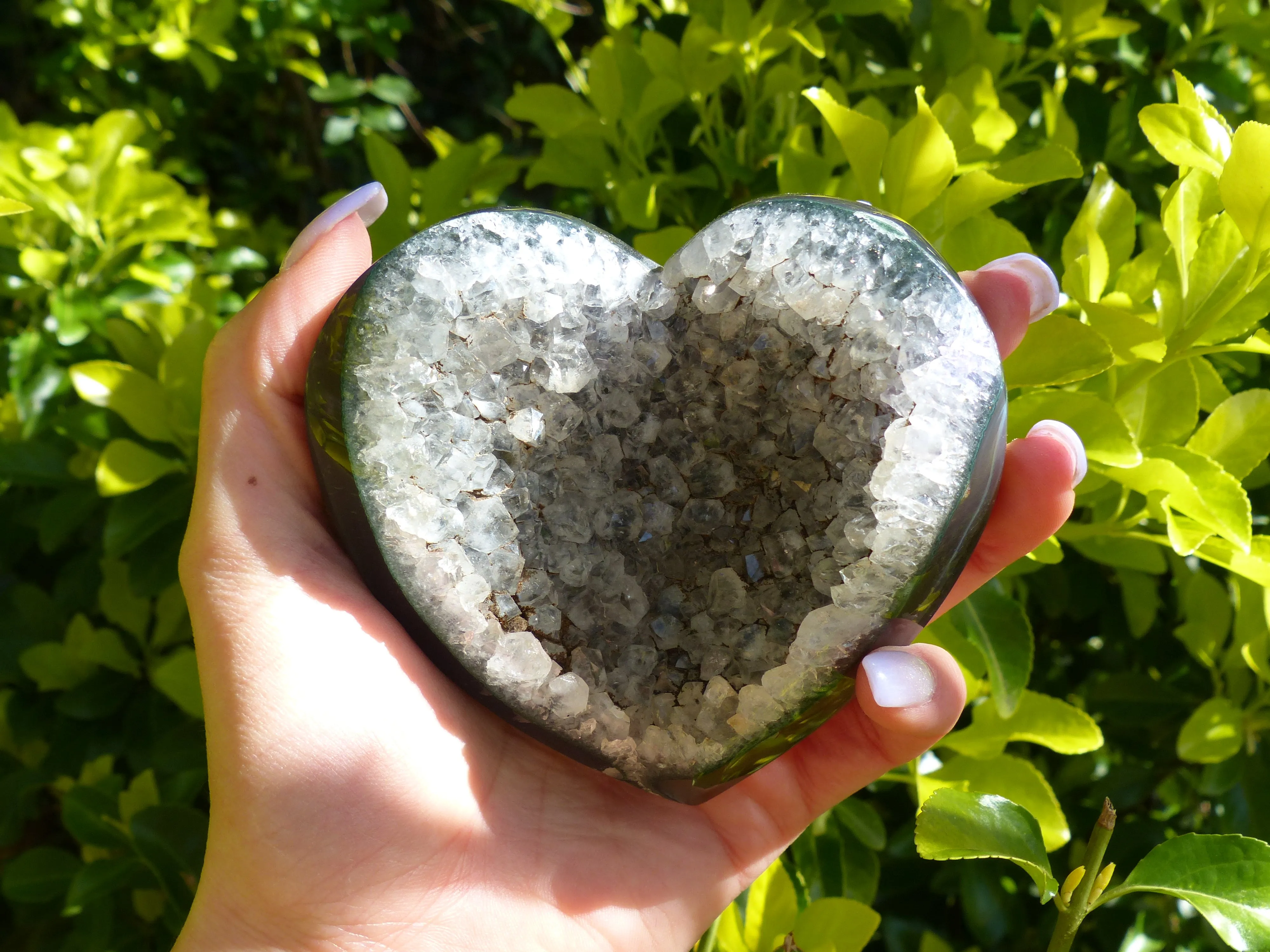 Black Amethyst Geode & Agate Heart (#9)