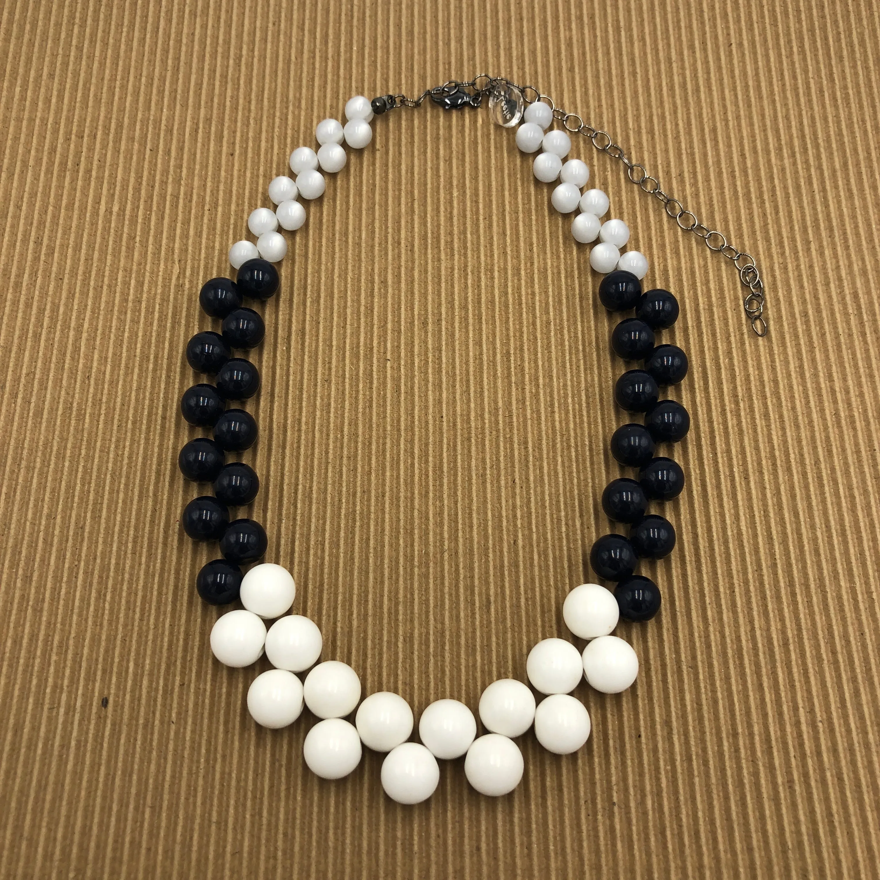 Black & White Color-Block Button Dot Necklace