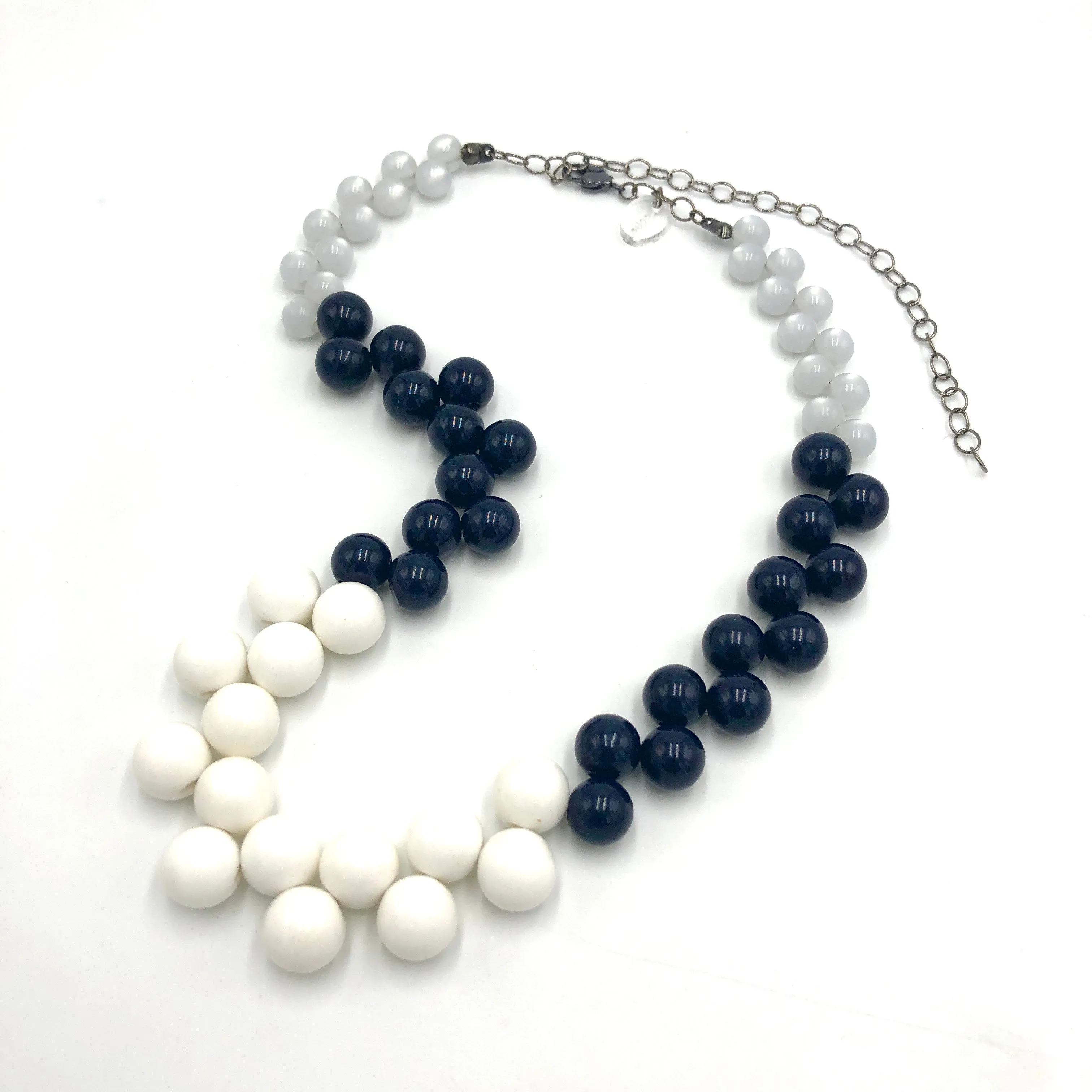 Black & White Color-Block Button Dot Necklace