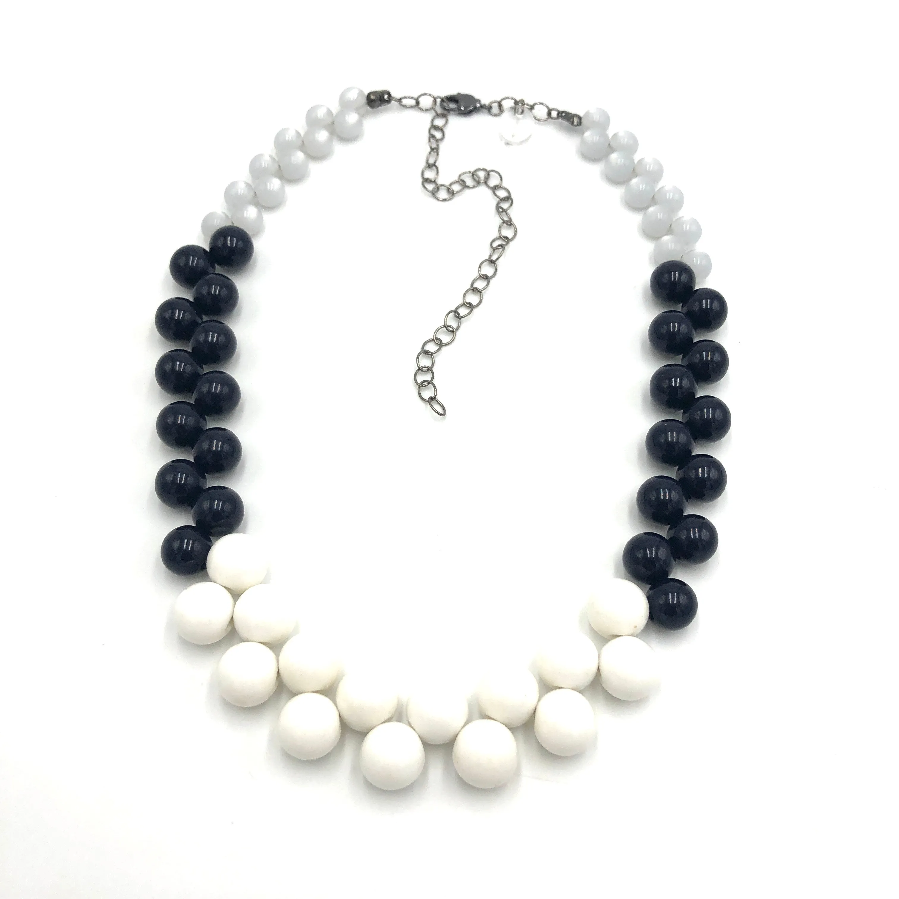 Black & White Color-Block Button Dot Necklace