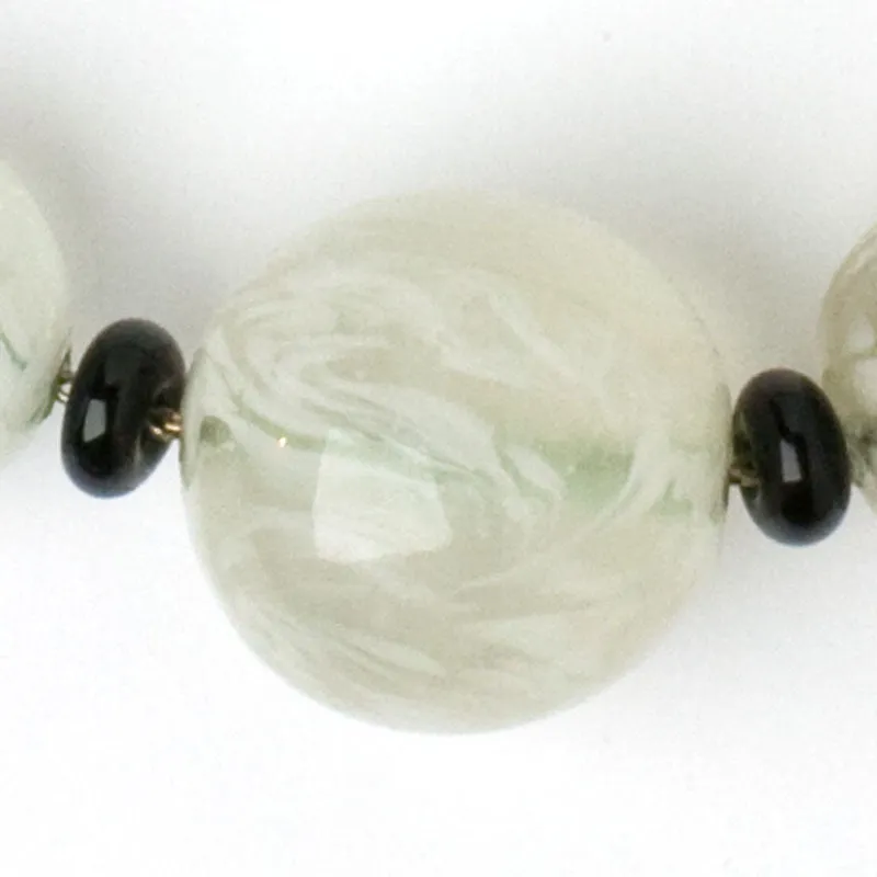 Black & White Marbled Glass Bead Necklace