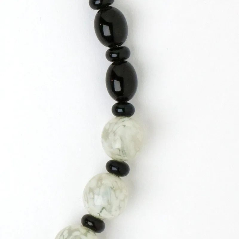 Black & White Marbled Glass Bead Necklace