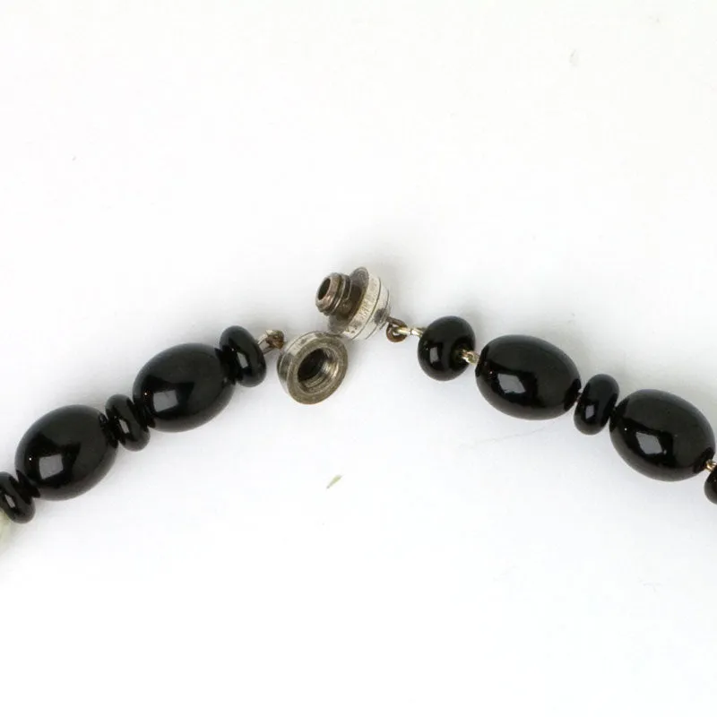 Black & White Marbled Glass Bead Necklace