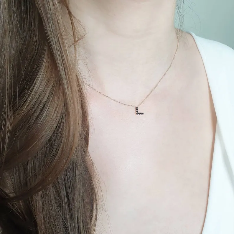 Black Initial Diamonds Necklace