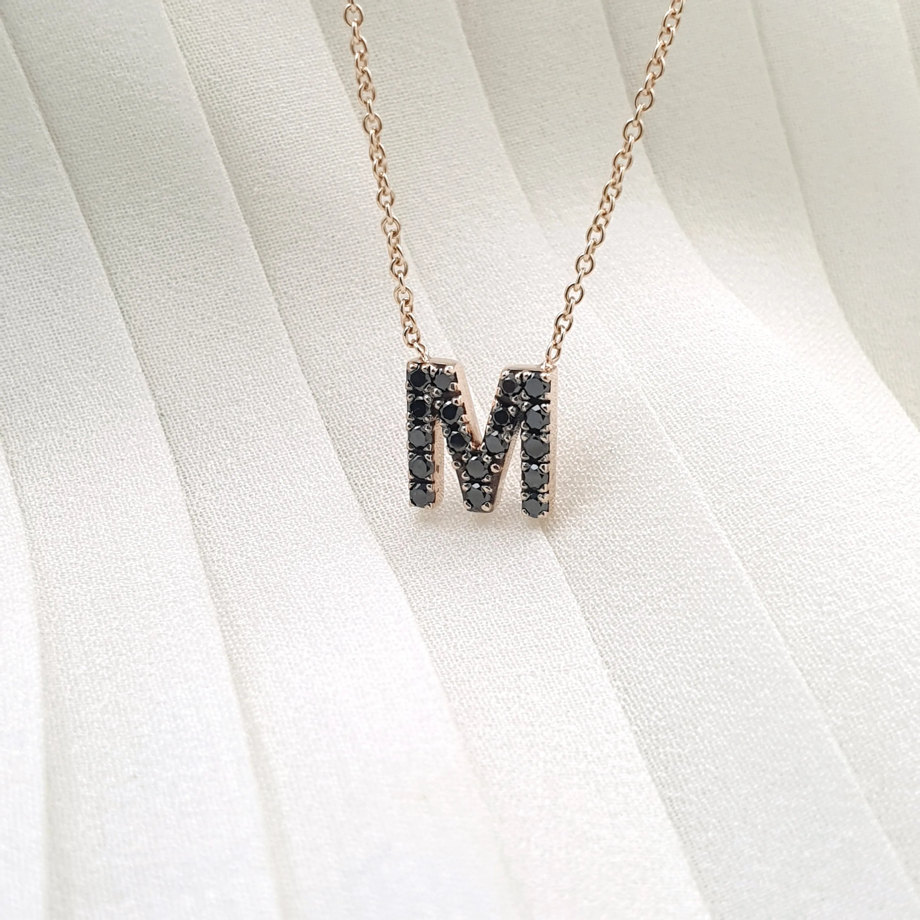 Black Initial Diamonds Necklace