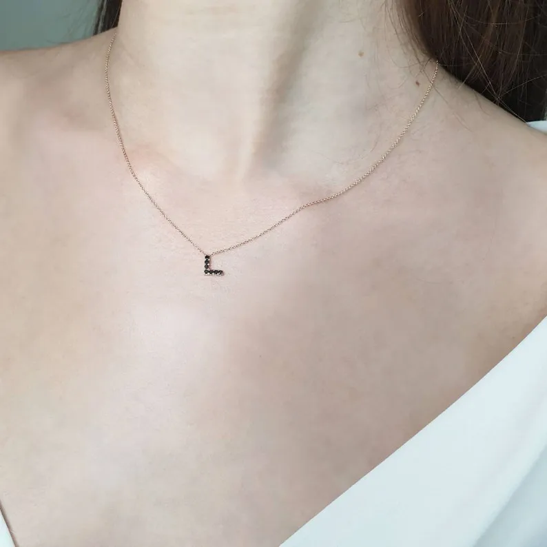 Black Initial Diamonds Necklace