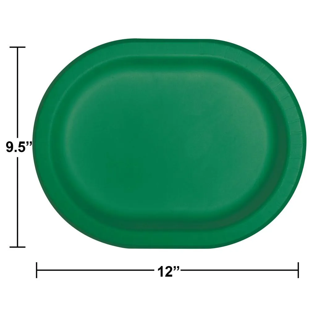 Bulk Emerald Green Paper Oval Platter (Case of 96)