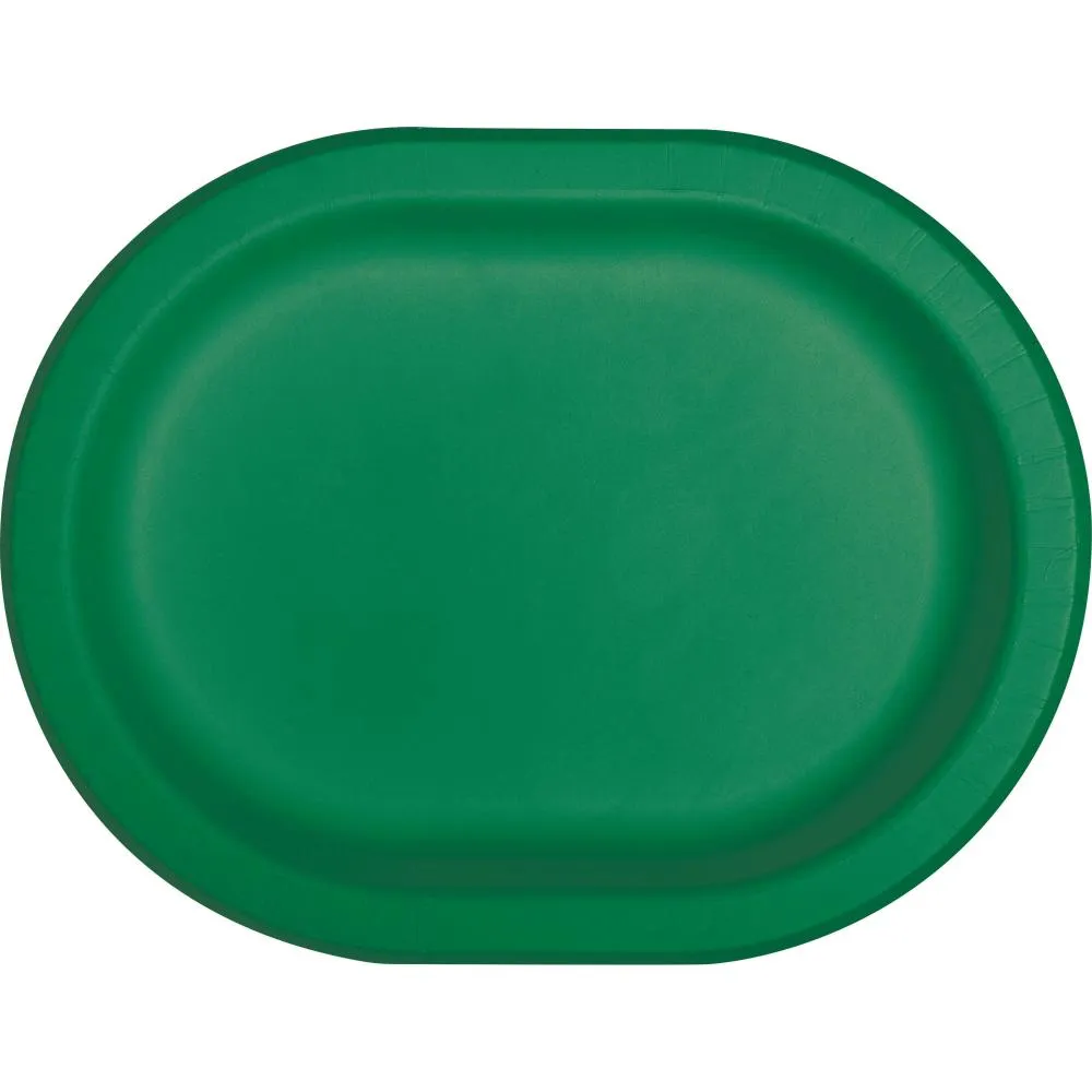 Bulk Emerald Green Paper Oval Platter (Case of 96)