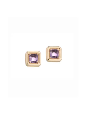 CANDY SQUARE EARRINGS ~ WITH AMETHYST