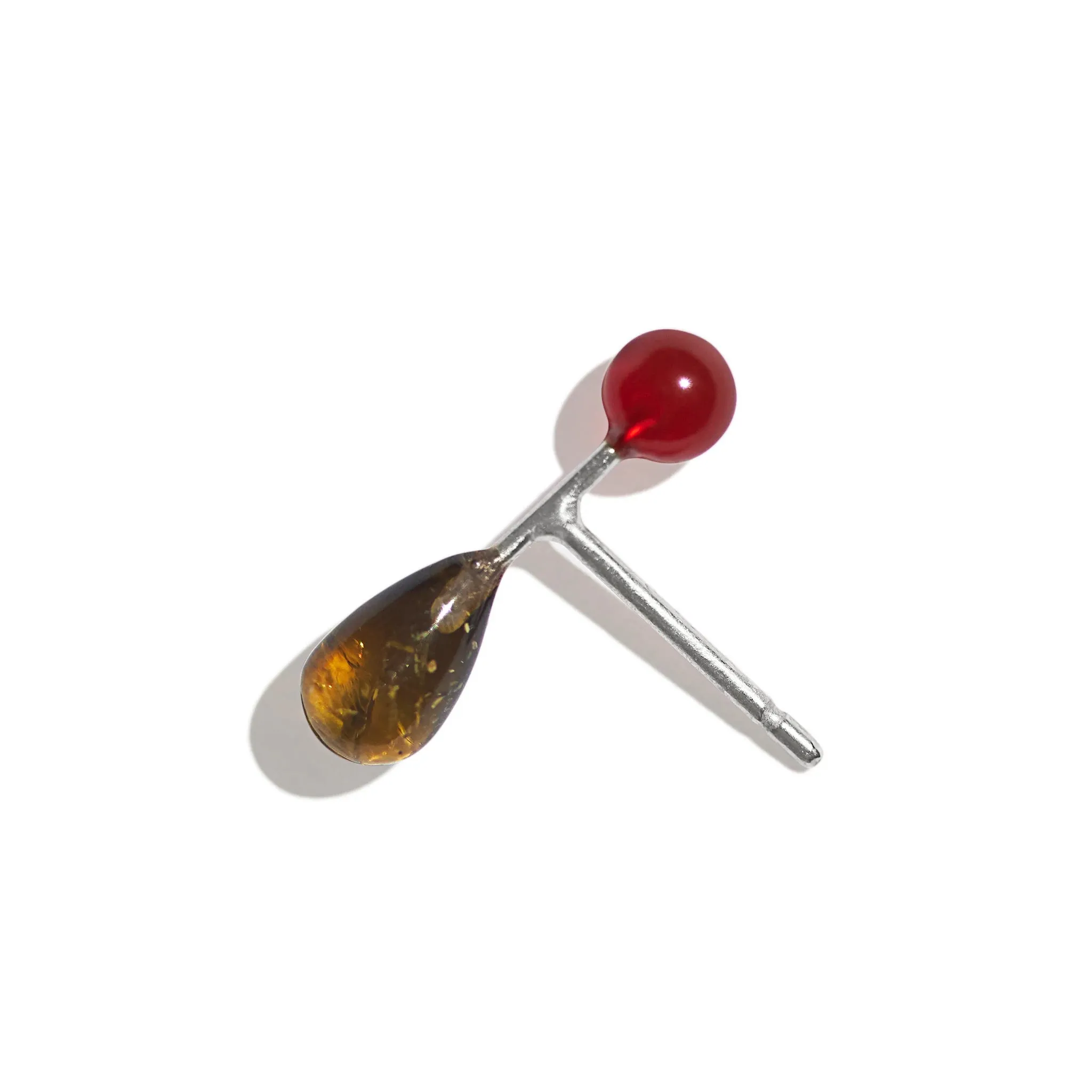 Carnelian & Tourmaline Barbell Earring